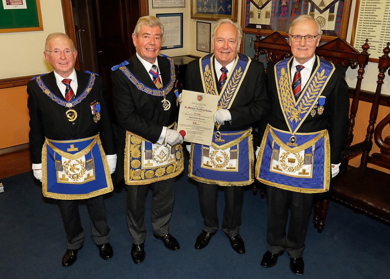 The lodge of Harmony No.298 a 50th Personal Birthday Celebration on Tuesday 5th September for:-