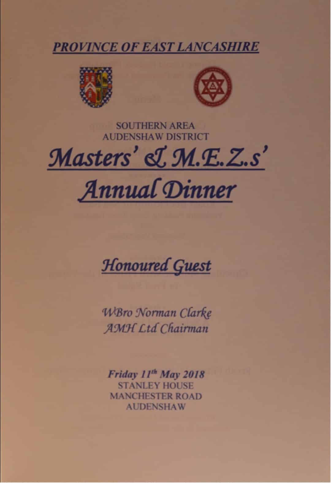The Audenshaw District Masters’ and First Principals’ Annual Dinner