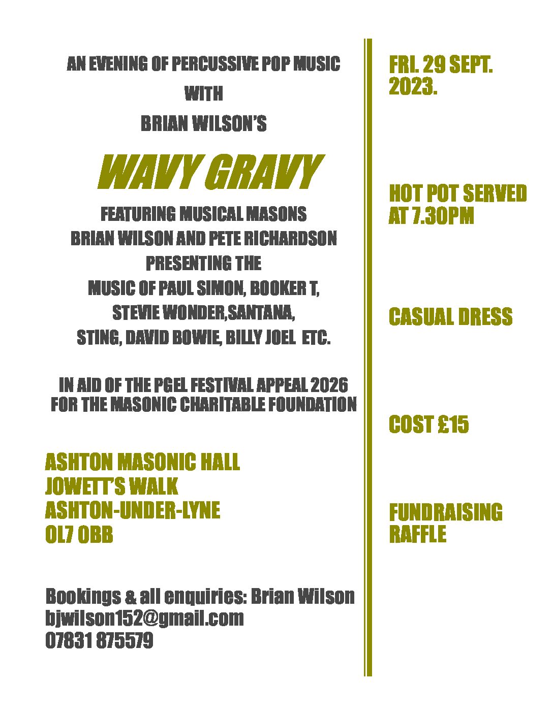 Wavy Gravy evening of music at Ashton Masonic Hall