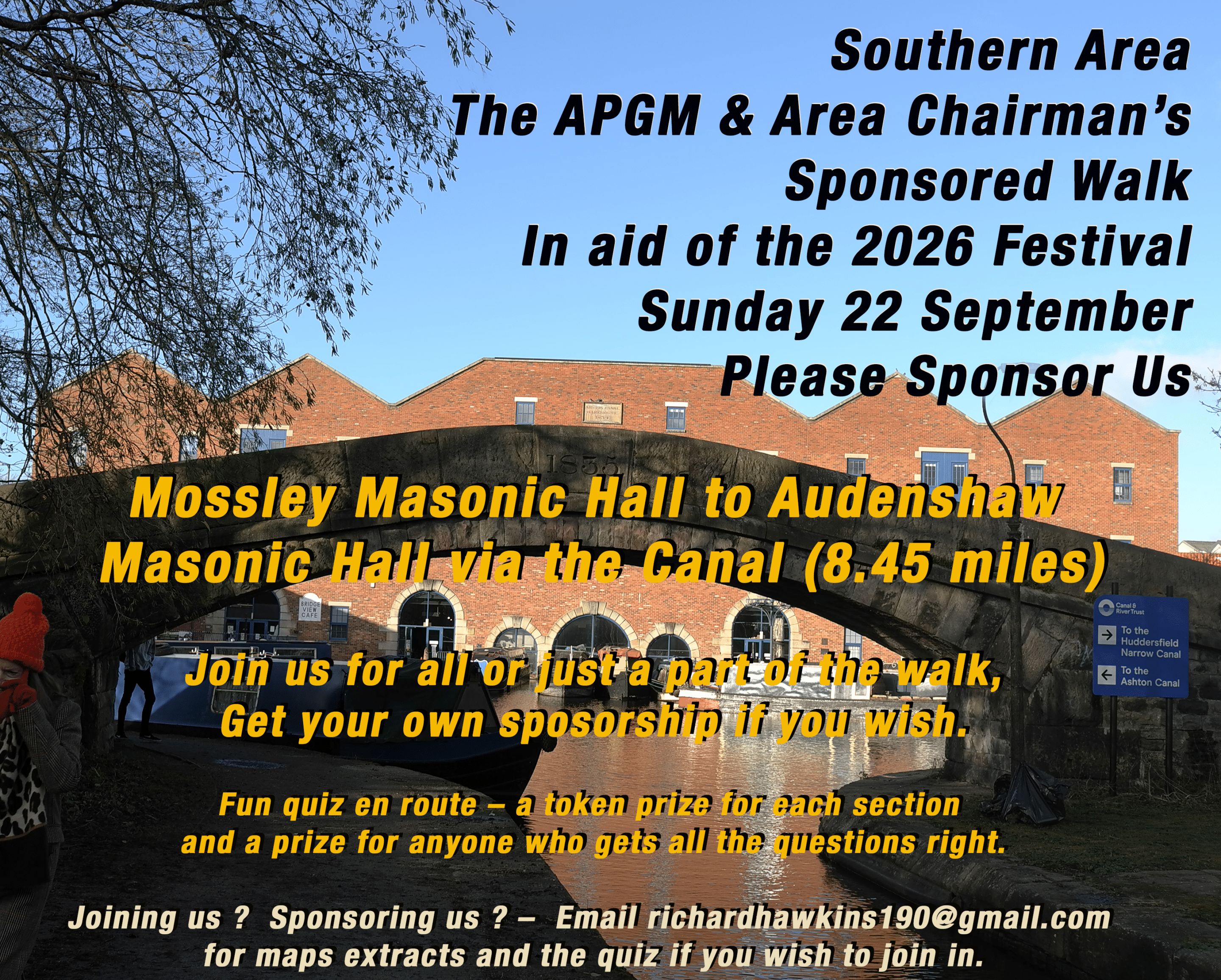 Southern Area APGM and Area Chairman’s Sponsored walk In aid of the 2026 Festival Sunday 22 September