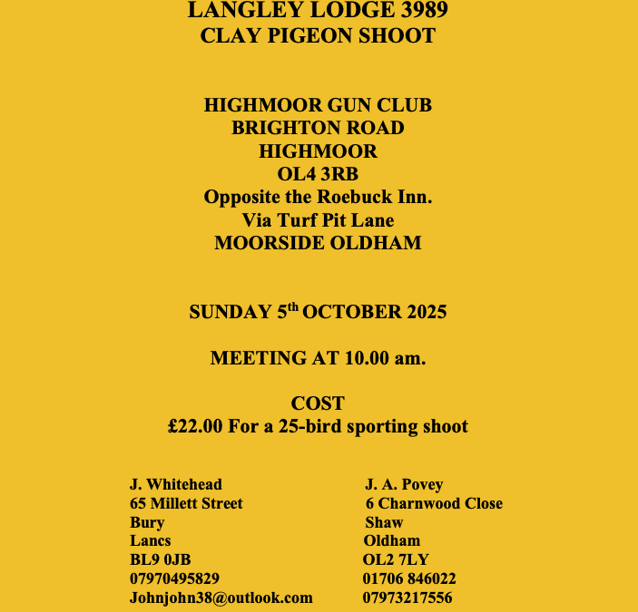 Clay Pigeon Shoot hosted by Langley Lodge 3989