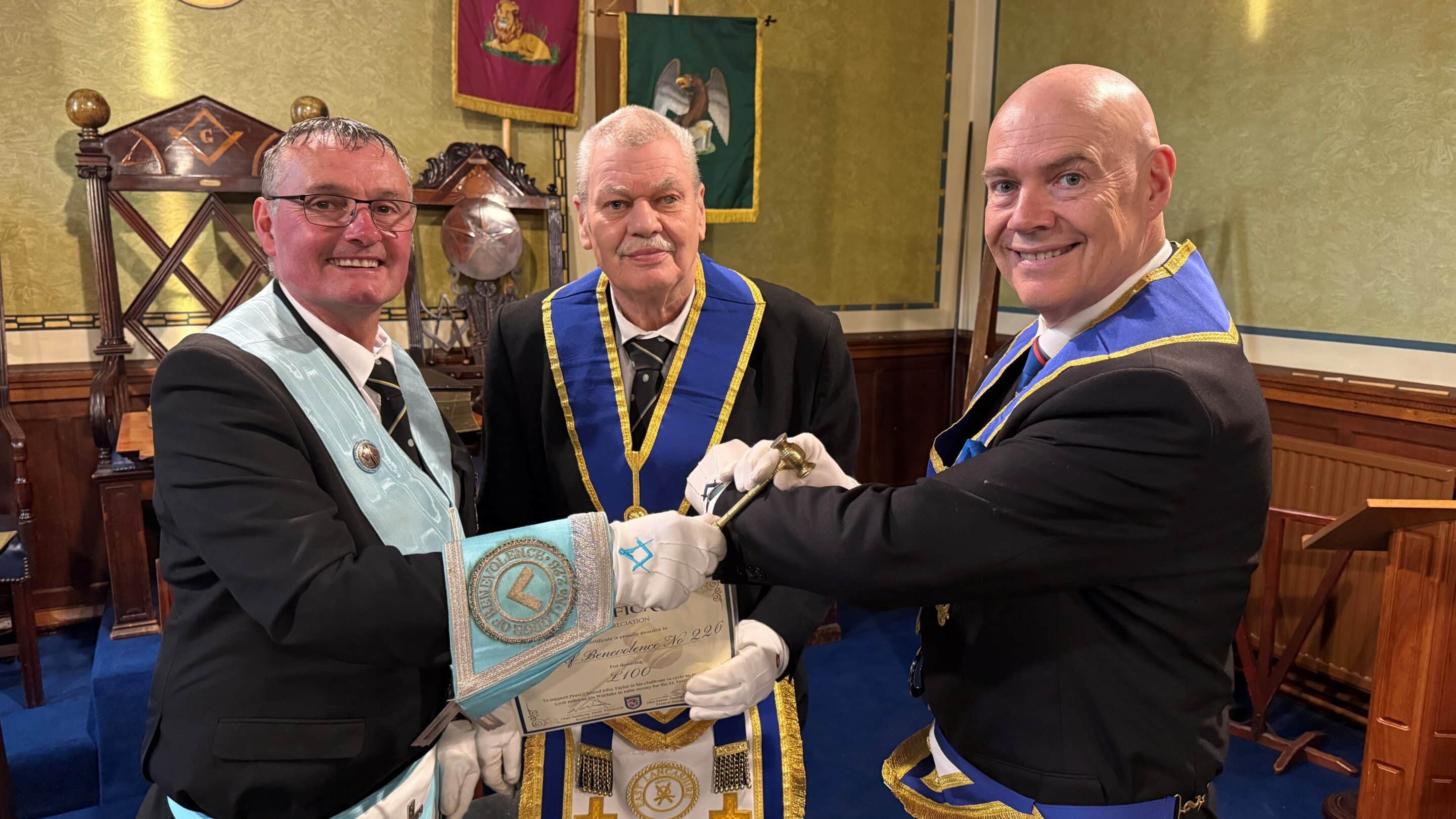 Johnny’s Golden Gavel presented at Benevolence Lodge No 226