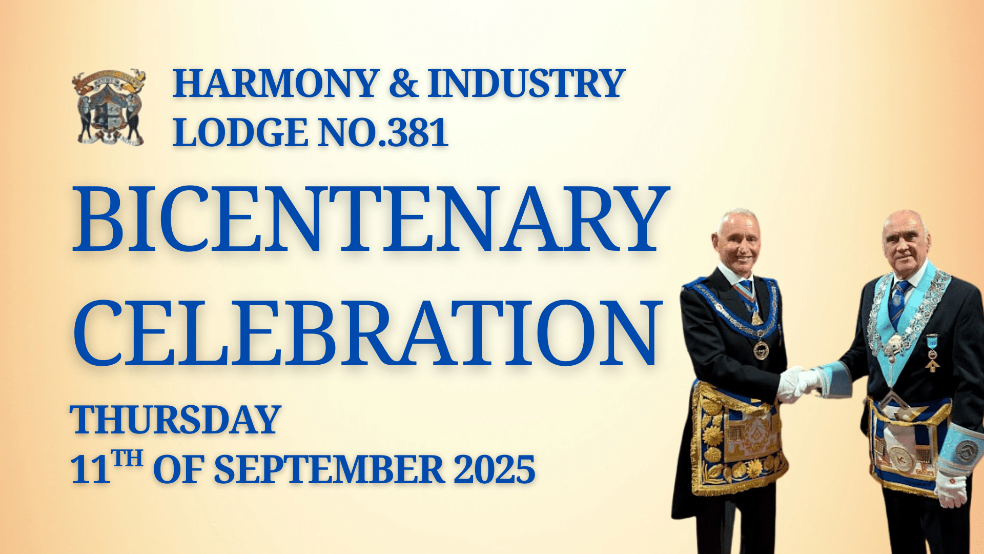 Harmony & Industry Lodge No.381, celebrate their Bicentenary