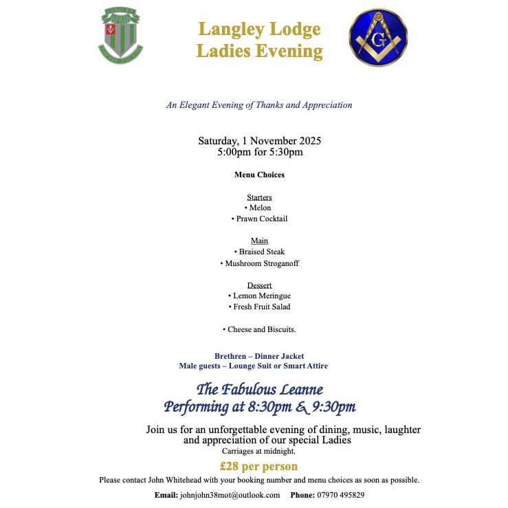 Langley Lodge 3989 Ladies Evening – 1/11/25