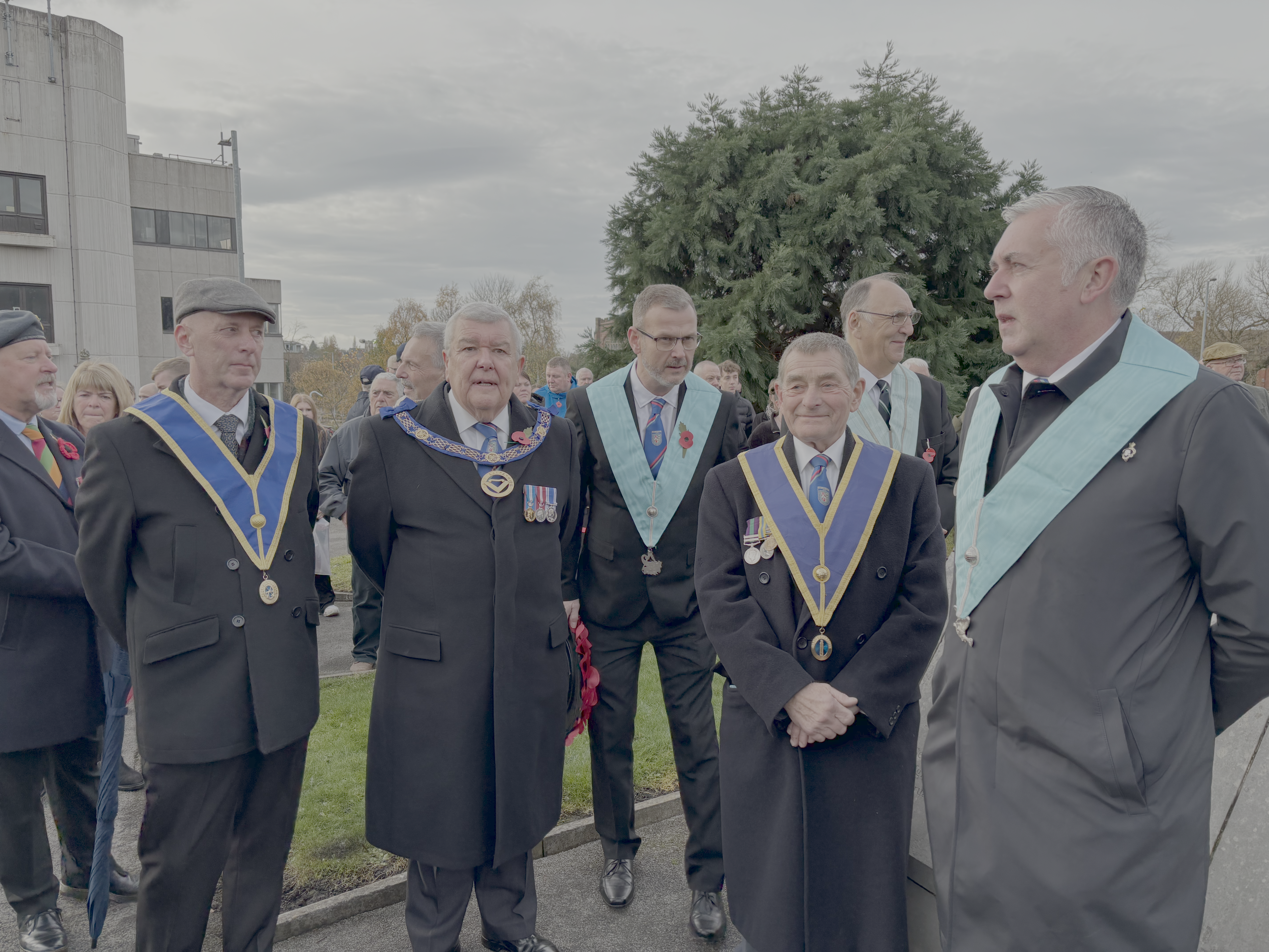 Ashton-under-Lyne Masons Honour Fallen, APGM Wes Marchant Wears Police Service Medals Alongside Chain of Office