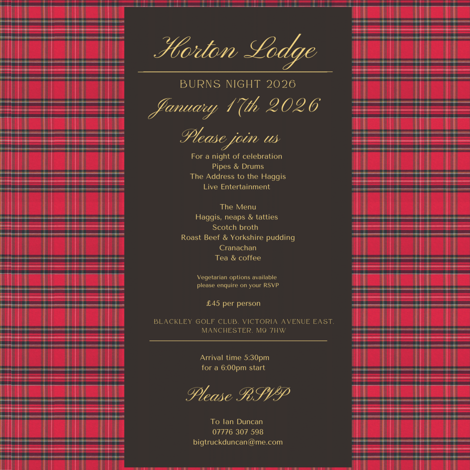 Burns Night hosted by Horton Lodge
