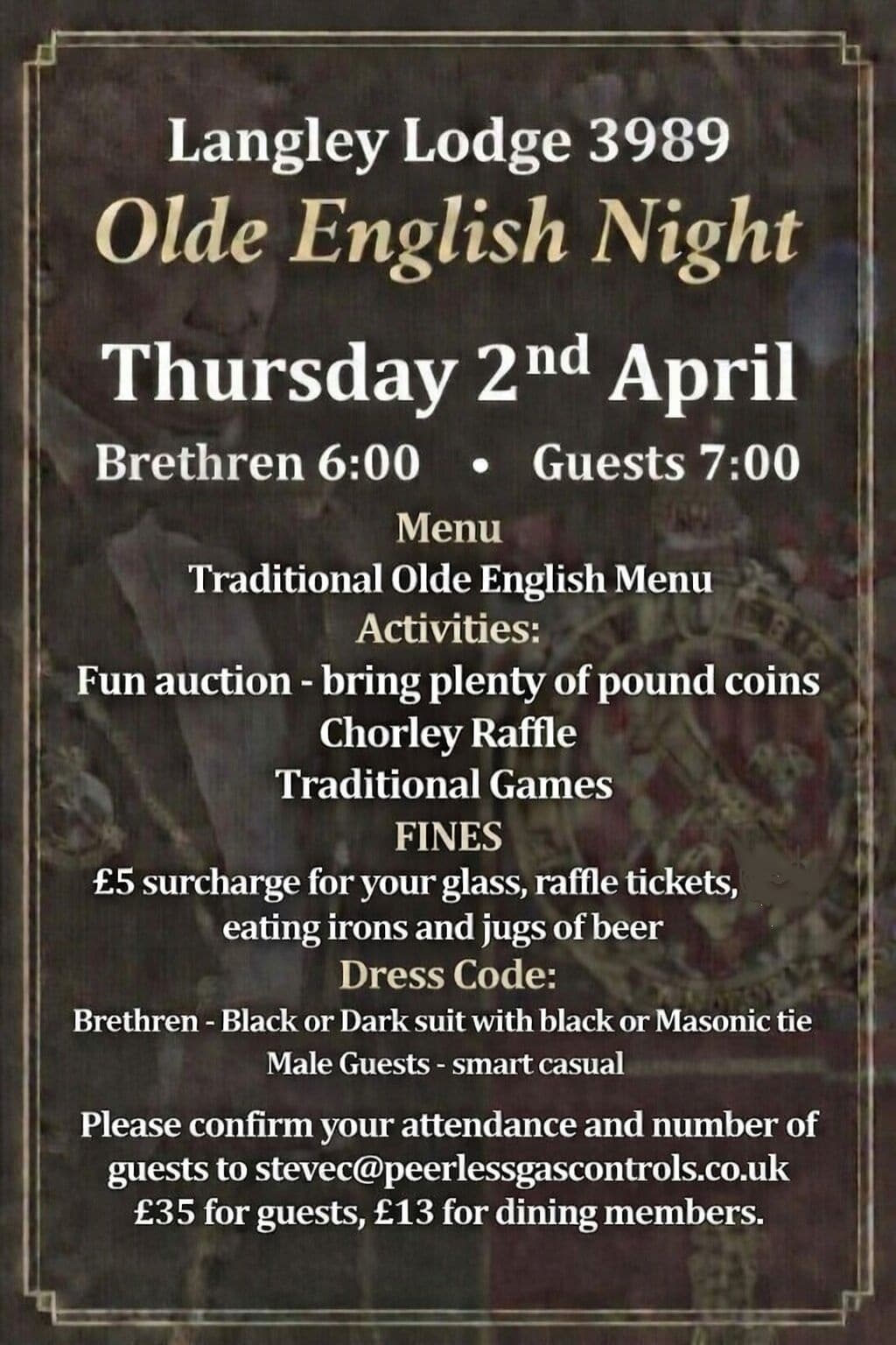 Langley Lodge – Old English Night – 2 April 2026