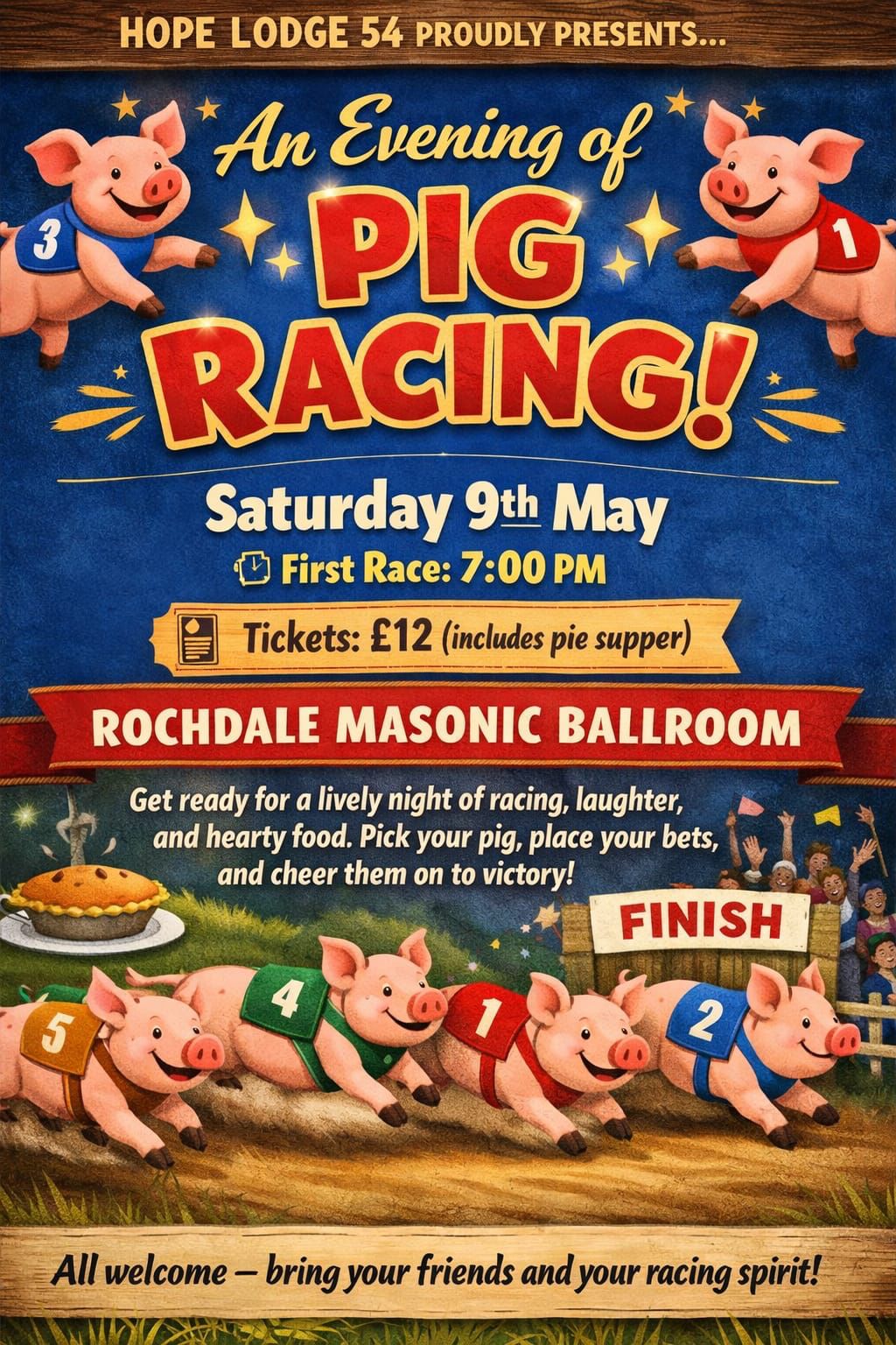 An Evening of Pig Racing hosted by Lodge of Hope 54