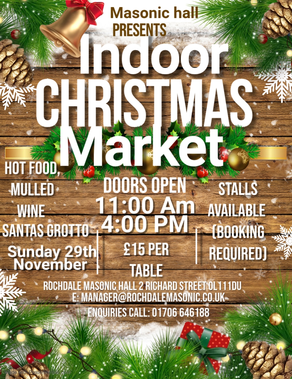 Indoor Christmas Market hosted by Rochdale Masonic Building