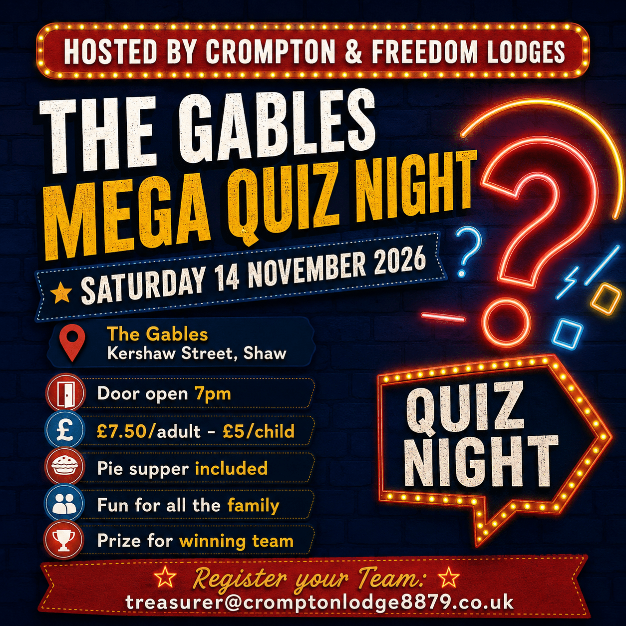 The Gables Mega Quiz Night